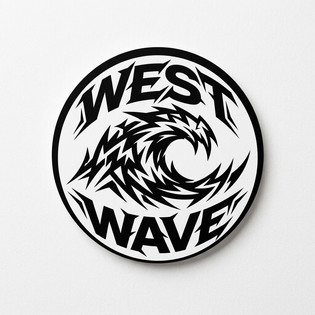 Selo original West Wave com uma onda angular circular